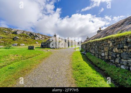 Gearrannan Black House Village, Dun Carloway, Isle of Lewis, Schottland Stockfoto