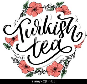 Türkische Traditionen der Teezeremonie. Teezeit. Dekorative Elemente für Ihr Design. Vektor-Illustration mit orientalischen Tasse Stock Vektor