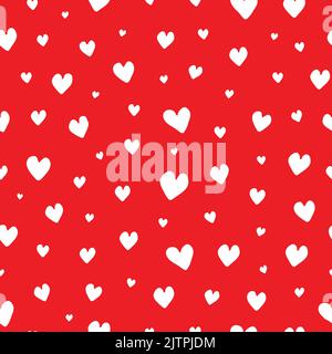 Rot nahtlose Muster mit Doodle weißen Herzen. Stock Vektor