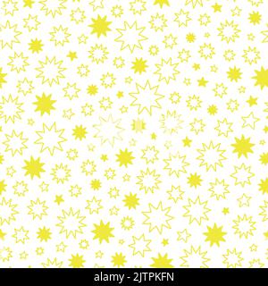 Einfaches nahtloses Muster mit kritzelgelben Sternen. Stock Vektor