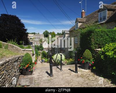 Blick von Chipping Steps, Tetbury, Gloucestershire. Stockfoto