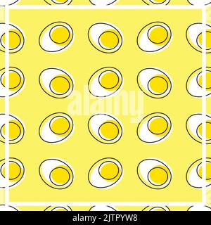 Ein illustriertes Muster von halbierten Eiern auf gelbem Hintergrund Stock Vektor