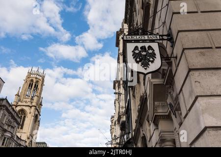 Barclays Bank Beschilderung, Fleet Street, Temple, London, EC4, England, Großbritannien Stockfoto