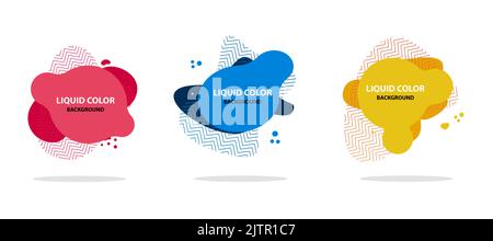 Set von modernen abstrakten flüssigen Formen und Banner. Isolierte Verlaufswellen mit geometrischen Linien und Punkten. Vektorgrafik. Flüssiges Design. Lebendiges Abzeichen Stock Vektor