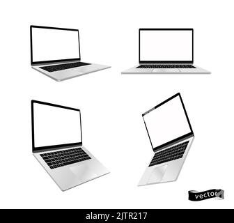 Vector realistische Laptop-Computer-Modell. Laptop-Computer-Rahmen mit leeren Display isoliert Vorlagen, Laptop-Computer verschiedenen Winkeln Ansichten. Vektor i Stock Vektor