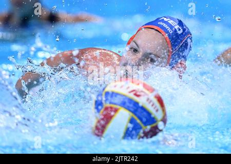 SPLIT, KROATIEN - 01. SEPTEMBER: Nina ten Broek aus den Niederlanden während des len-Wasserpolo-Europameisterschaftskampfs zwischen Rumänien und den Niederlanden in der Spaladium Arena am 01. September 2022 in Split, Kroatien Foto: Marko Lukunic/PIXSELL Stockfoto