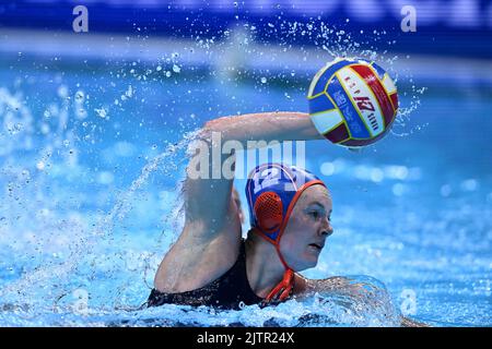 SPLIT, KROATIEN - 01. SEPTEMBER: Nina ten Broek aus den Niederlanden während des len-Wasserpolo-Europameisterschaftskampfs zwischen Rumänien und den Niederlanden in der Spaladium Arena am 01. September 2022 in Split, Kroatien Foto: Marko Lukunic/PIXSELL Stockfoto