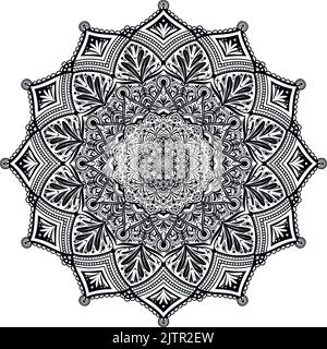 Kreismuster in Form eines Mandalas für Henna, Mehndi, Tattoo, Dekoration. Dekorative Verzierungen im ethnischen orientalischen Stil. Malbuch-Seite. Vektordarstellung Stock Vektor