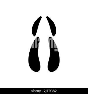 Schwein oder Ziege Fuß Schritte isoliert schwarze Silhouette Symbol. Vektorkuhhufe Spuren, Spuren von Viehsäugern, Elchen, Elchen oder Hirschhufs. Fußabdruck auf dem Boden, Beine von Ziegentieren verschmutzte Spuren Stock Vektor