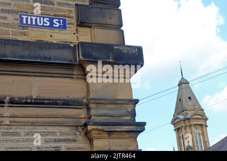 Titus Street, Saltaire, Bradford, West Yorkshire, England, Großbritannien, BD18 3JU Stockfoto