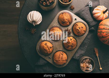 Hausgemachte Kürbismuffins Stockfoto