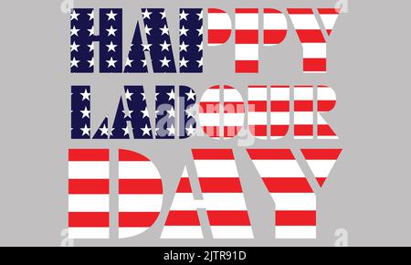 Plakat/Banner für Menschen verschiedener Berufe mit US-Flagge, Happy Labor Day, 5. September Stock Vektor