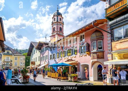Historische Stadt Mittenwald, Bayern, Deutschland Stockfoto