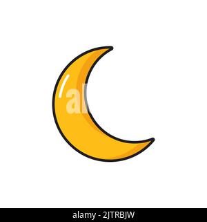 Mond-Symbol, Wettervorhersage in farbigen Umriss Vektor-Symbol. Nacht-Wettervorhersage für bewölkten, bewölkten oder klaren Himmel, Klima-Meteorologie dünne Linie Piktogramm Stock Vektor