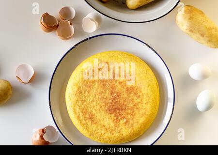 Spanisches Omelett.Draufsicht.Tortilla espanola. Stockfoto