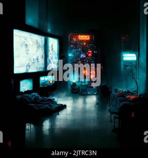 Das futuristische Look-Labor mit voller Technologie, Digital Generate Image Stockfoto