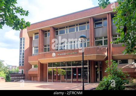 Eingang zum Coventry Magistrates' Court, Little Park Street, Coventry, West Midlands, England, Vereinigtes Königreich Stockfoto