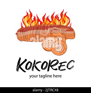 Kokorec Vektor-Logo-Design. Fast Food Restaurant Designelemente für Logo, Etikett, Emblem, Schild. Vektor. Stock Vektor