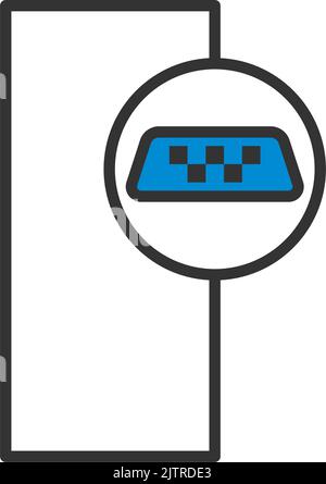 Symbol Für Den Taxistand. Editierbare Fett Formatigte Kontur Mit Farbfüllungsdesign. Vektorgrafik. Stock Vektor
