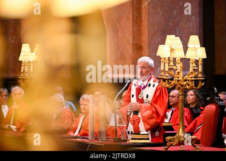 Erster Generalanwalt Andre Henkes hält am Donnerstag, dem 01. September 2022, eine Rede zur Eröffnung des neuen Gerichtsjahres des Kassationsgerichts (Hof Van Cassatie - Cour de Cassation) in Brüssel. BELGA FOTO LAURIE DIEFFEMBACQ Stockfoto