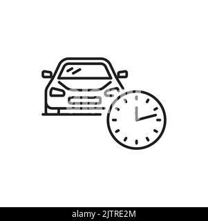 Lineares Symbol für Miete pro Stunde. Car-Share-Service. Immer Auto für kurze Zeit. Autoheben, modernes Geschäft mit Autos Stock Vektor
