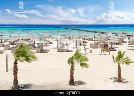 Landschaft mit drei Ecken strand von sayrouz in Marsa Alam, Ägypten Stockfoto