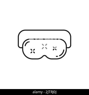 Maske für Schlaf isoliertes Schlafzubehör Objekt dünne Linie Symbol. Vektor Augen Schlaf Maske Linie Kunst, lineare Augenbinde Brille, Reise Gesichtsmaske für Traum Stock Vektor