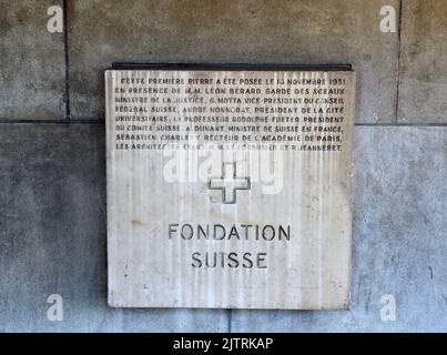 Der Schweizer Pavillon in der Cité Internationale Universitaire, Paris, erbaut 1930-33, ein bahnbrechender modernistischer Bau des Architekten Le Corbusier Stockfoto