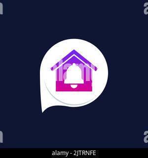 Haus- und Benachrichtigungsvektorsymbol Stock Vektor