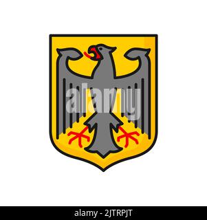 Wappen von Deutschland, kaiserlicher Wappadler isoliert Farbumriss Ikone. Vektor-Symbol von Deutschland, Reichsadler kaiserlichen Wappadler Stock Vektor