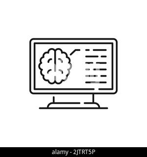 Brain Scan Mind Cerebral Imaging isoliertes Umrisssymbol. Strukturanalyse des Vektor-Nervensystems. Klinische Prüfung auf Neurologie, mri medizinischen Verfahren Stock Vektor