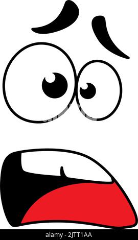 Erstauntes Lächeln Emoticon Emoji Linie Kunst-Ikone. Vektor isoliert Cartoon Comic Smiley Augen und überrascht erstaunt Gesicht Stock Vektor