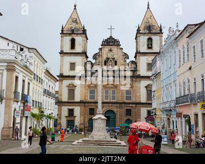 Salvador de Bahia, Brasilien - august 5 2022 - Salvador de Bahia, Pelourinhoblick mit bunten Gebäuden, Brasilien, Südamerika Stockfoto