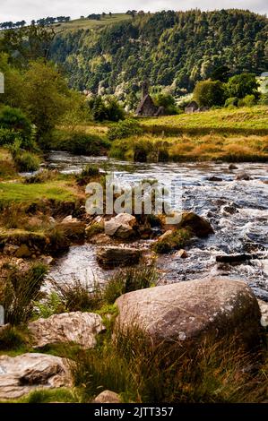 Saint Kevins Chapel, Wicklow Mountains in Glendalough in Irland. Stockfoto