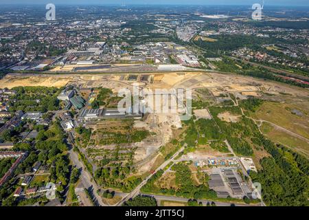 Luftaufnahme, Baustelle an der ehemaligen Westfalenhütte, Borsigplatz, Dortmund, Ruhrgebiet, Nordrhein-Westfalen, Deutschland, Gebäudebereich, Buildin Stockfoto