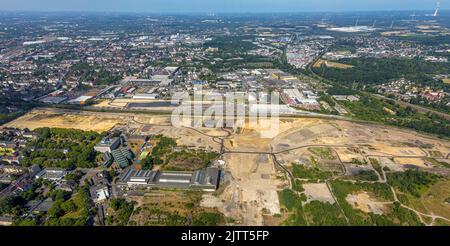 Luftaufnahme, Baustelle an der ehemaligen Westfalenhütte, Borsigplatz, Dortmund, Ruhrgebiet, Nordrhein-Westfalen, Deutschland, Gebäudebereich, Buildin Stockfoto