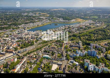 Luftaufnahme, Phoenix See, Wohngebäude, Hörde, Dortmund, Ruhrgebiet, Nordrhein-Westfalen, Deutschland, DE, Europa, Abgelegene Aussicht, Erholungsgebiet Stockfoto