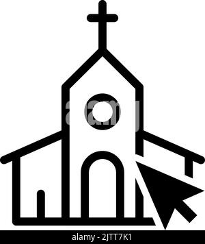 Kapelle Medien mit Cursor flach Vektor-Symbol. Online-Übersetzung christian Kirche Rundfunk-Service Streaming-Video für Apps und Websites Stock Vektor