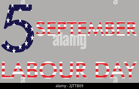 Plakat/Banner für Menschen verschiedener Berufe mit US-Flagge, Happy Labor Day, 5. September Stock Vektor