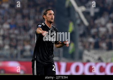 Adrien Rabiot von Juventus FC Gesten während der Serie A 2022/23 Spiel zwischen Juventus FC und Spezia Calcio im Allianz Stadium am 31. August 2022 in Stockfoto