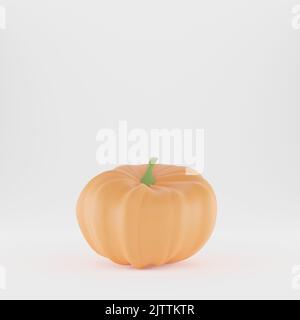 Orangefarbener Kürbis auf weißem Hintergrund. 3D Rendern Stockfoto