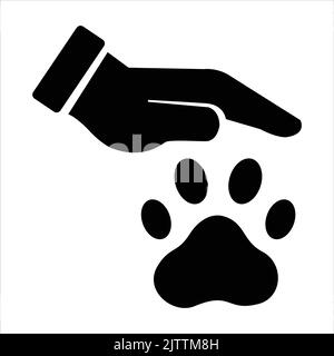 Pflege und für Tiere Symbole - Pfote drucken, Katze Hund Fußabdruck Zeichen - Tierpflege Nächstenliebe und Spende Zeichen und Symbole Stock Vektor