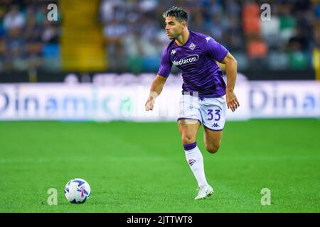 Udine, Italien. 31. August 2022. Fiorentina's Riccardo Sottil Act während Udinese Calcio vs ACF Fiorentina, italienische Fußballserie A Spiel in Udine, Italien, August 31 2022 Quelle: Independent Photo Agency/Alamy Live News Stockfoto