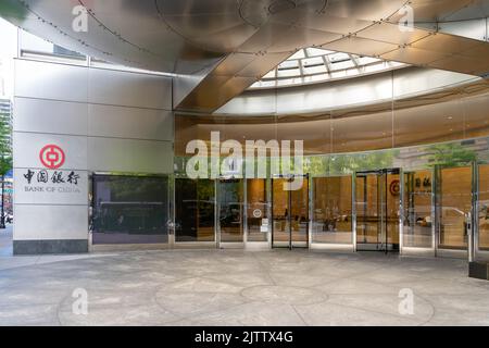 New York, NY, USA - 17. August 2022: Die Filiale der Bank of China in New York, NY, USA, 17. August 2022. Stockfoto