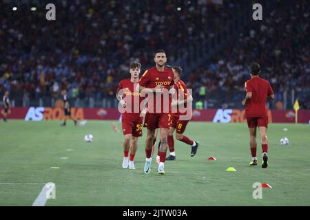 Rom, Latium, Italien. 30. August 2022. Im Stadio Olimpico von Rom, als Roma Monza 3-0 für das Spiel 4. der italienischen Serie A 2022 - 2023 besiegten.in diesem Bild: Lorenzo Pellegrini (Kreditbild: © Paolo Pizzi/Pacific Press via ZUMA Press Wire) Stockfoto