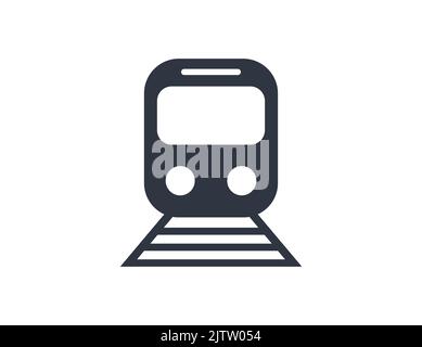 Monochromatischer Zug mit Symbolvektor der Eisenbahnstrecke. Stock Vektor