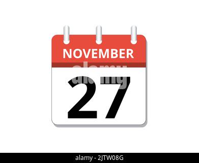 November, 27. Kalender Symbol Vektor, Konzept von Zeitplan, Geschäft und Aufgaben Stock Vektor