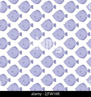 Vektor nahtlose Muster mit Flunder.Underwater Cartoon Creatures.Marine background.Cute Ozean-Muster für Stoff, Kinderkleidung, Textilien Stock Vektor