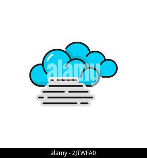 Symbol für die Wettervorhersage-Farbe, Vektorwolke und Nebelpiktogramm. Wettervorhersage Temperatur und Meteorologie Symbol der nebligen Wolke für Regen- und Schneevorhersage Stock Vektor