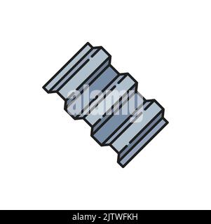 Symbol für isolierte Umrisse von Metalldachblech. Vector Zink trapezförmige Dachblech dünne Linie, Edelstahl verzinkt gewelltes Metall gerollt Stock Vektor